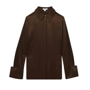 REISS Hailey Silk Double-Cuff Button-Through Shirt